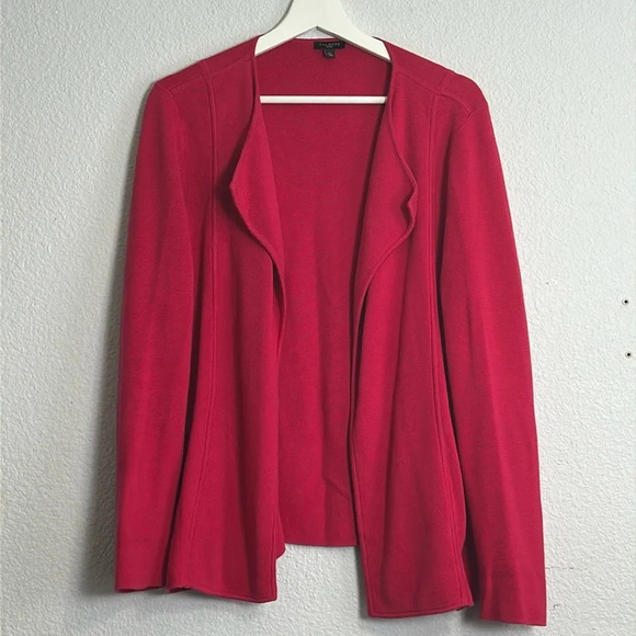 Talbots Petites Rayon Cotton Dark Pink Open Cardigan Sweater Womens Size Large P - Picture 1 of 10
